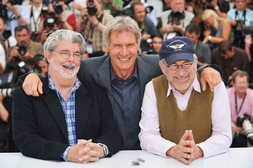 George Lucas, Harrison Ford and Steven Spielberg at the "Indiana Jones and the Kingdom of the Crystal Skull" premiere.