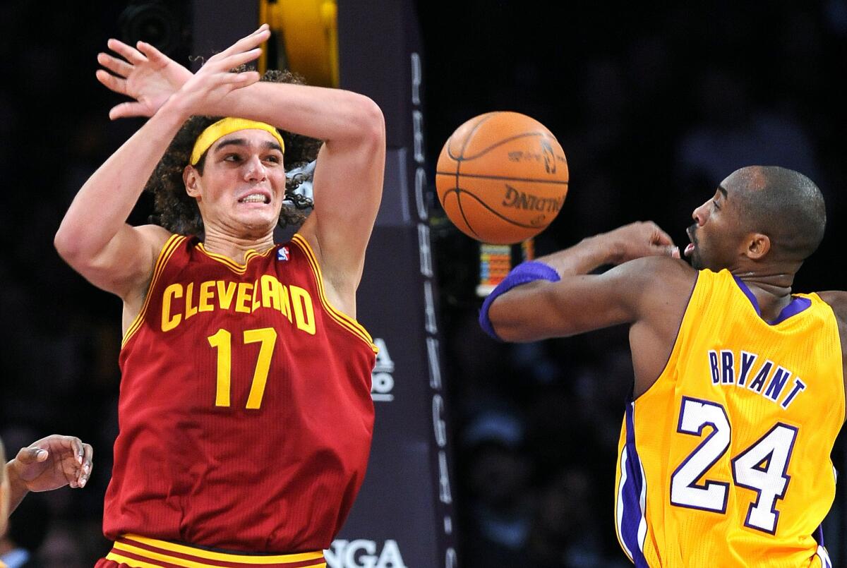 Anderson Varejao, left, shown in a game against the Lakers and Kobe Bryant in 2012, has long been a favorite teammate of LeBron James.
