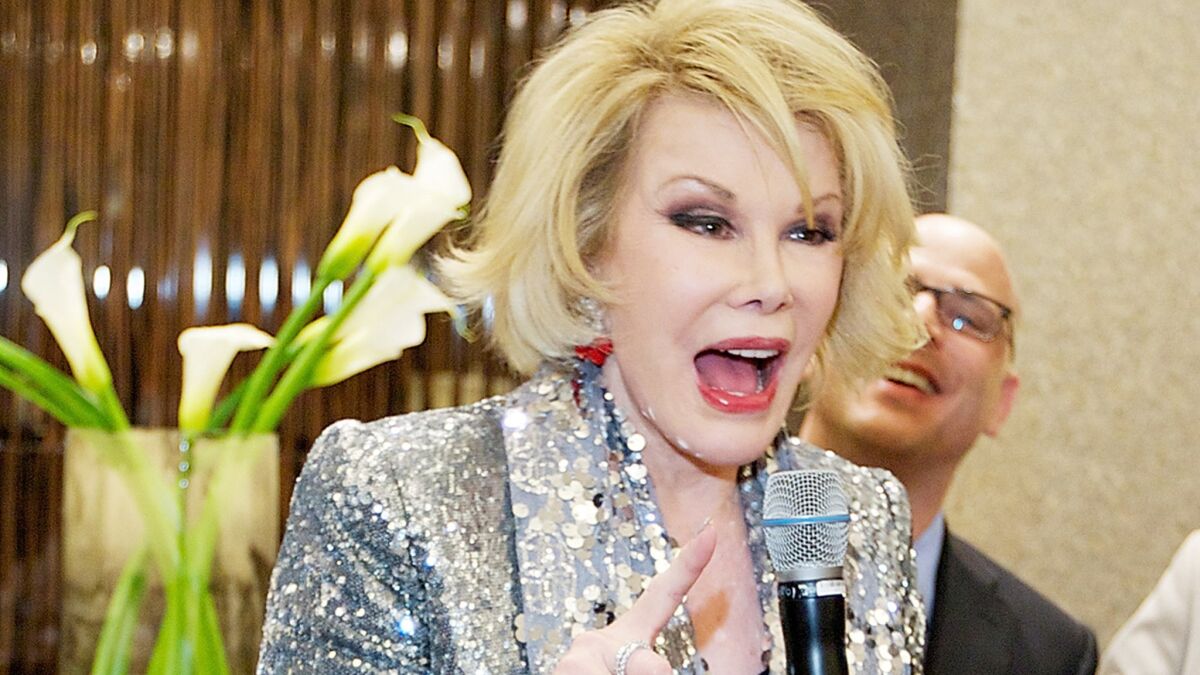Joan Rivers, shown at a May event in Chicago, declared clear support for Israel on Thursday when asked for her opinion about its current conflict with the Palestinians.