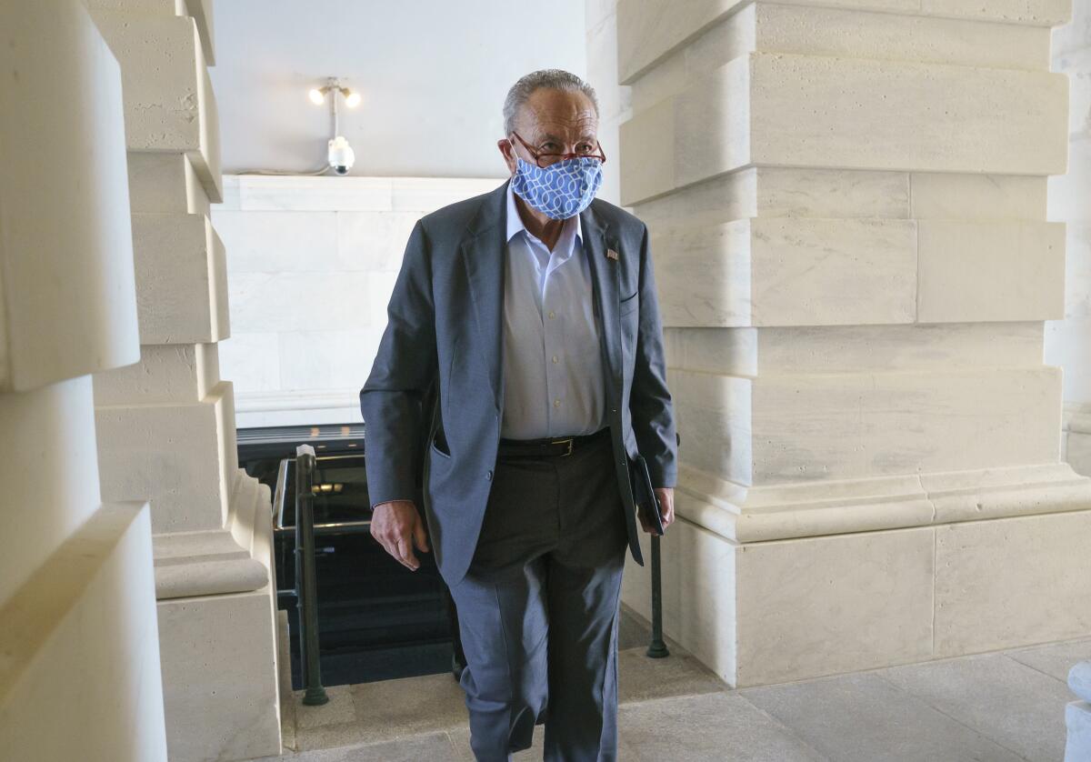 Senate Majority Leader Charles E. Schumer arrives at the Capitol.