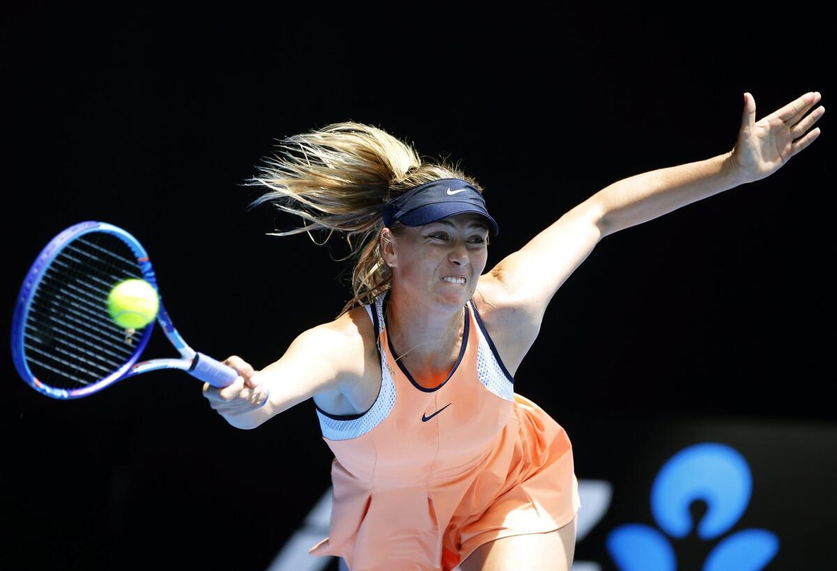 Maria Sharapova plays in the Australian Open on Jan. 16.