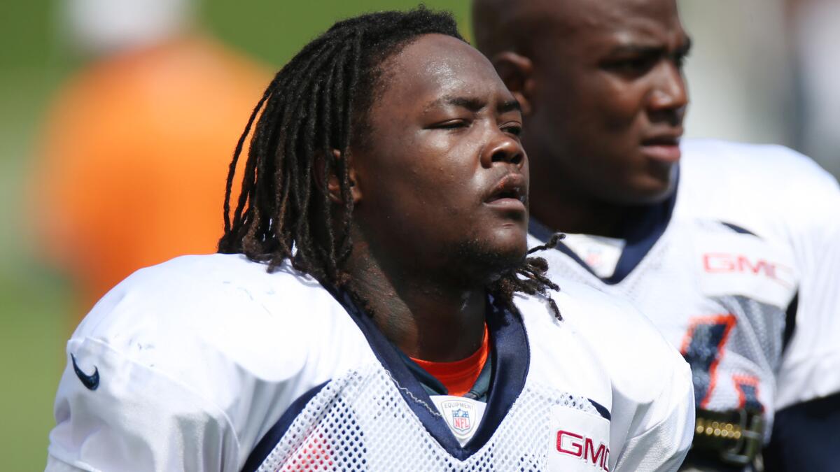 Denver Broncos linebacker Danny Trevathan takes part in a training camp session on Aug. 1.