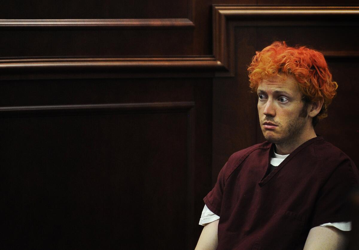 James Holmes as he appeared in Arapahoe County District Court in 2012.