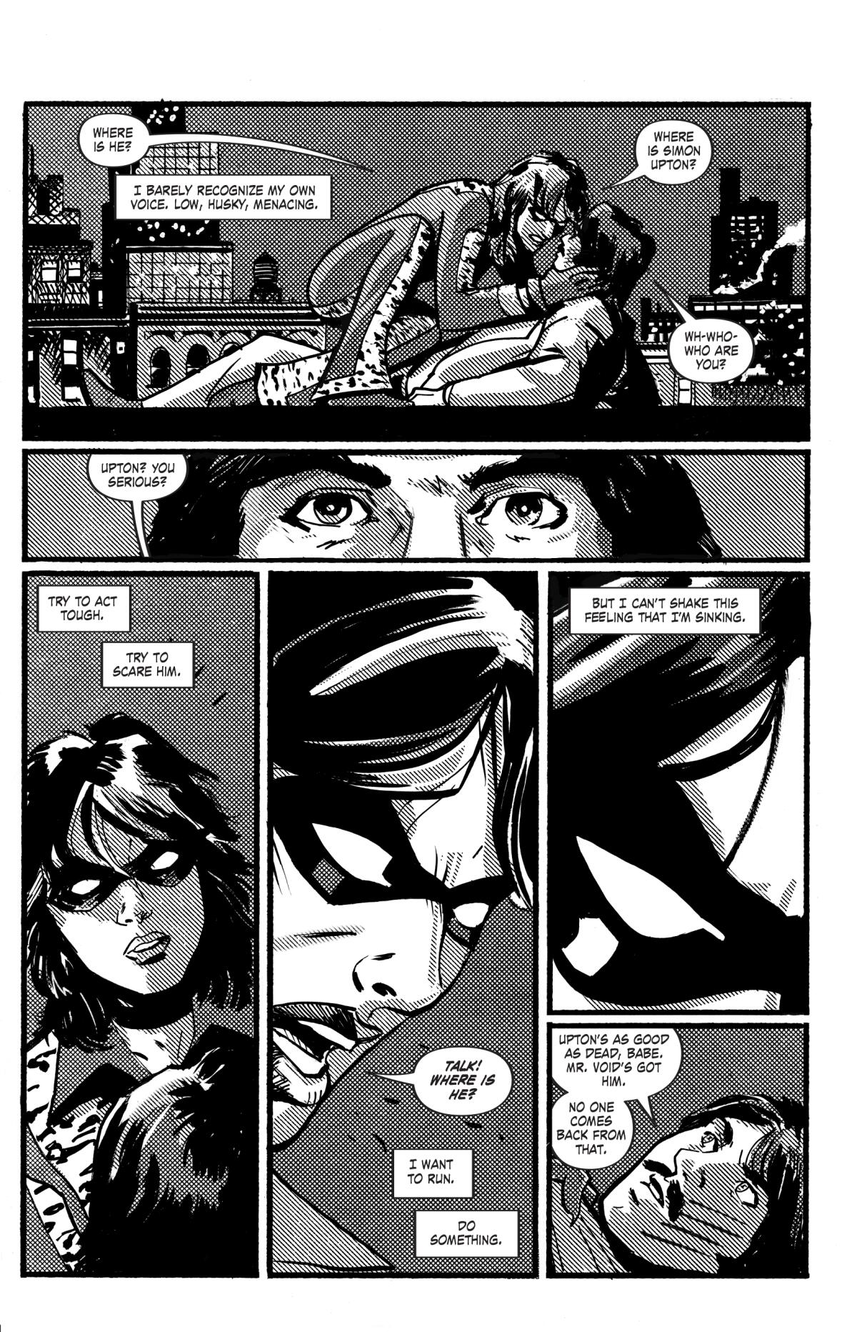 Another panel of 'The Legendary Lynx,' co-created by Carmen Valdez, the (super-)heroine of the novel 'Secret Identity.'