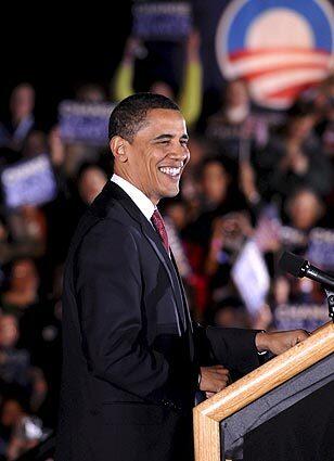 Illinois Senator and presidential candidate Barack Obama speaks to supporters at a San Antonio, Texas rally.