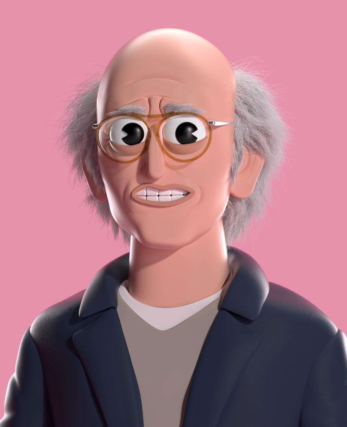 An illustration of Larry David looking cringe.