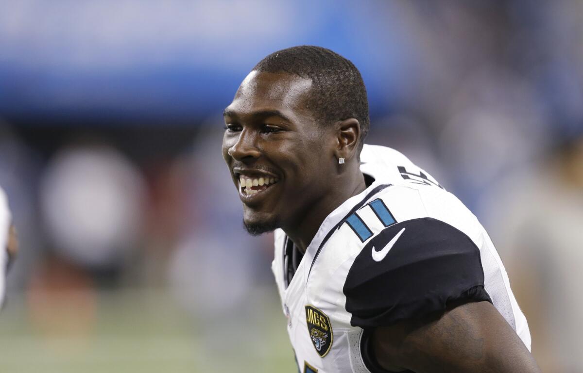 Jacksonville wide receiver Marqise Lee smiles during warmups for a game against the Lions in Detroit on Aug. 22.