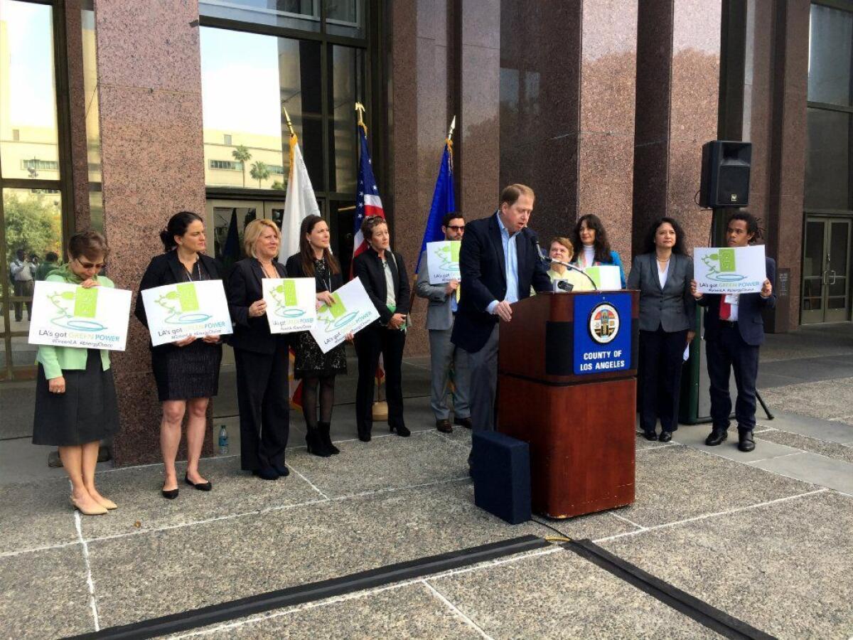 Mark Gold, associate vice chancellor for environment and sustainability at UCLA, speaks in favor of a new government-run utility.