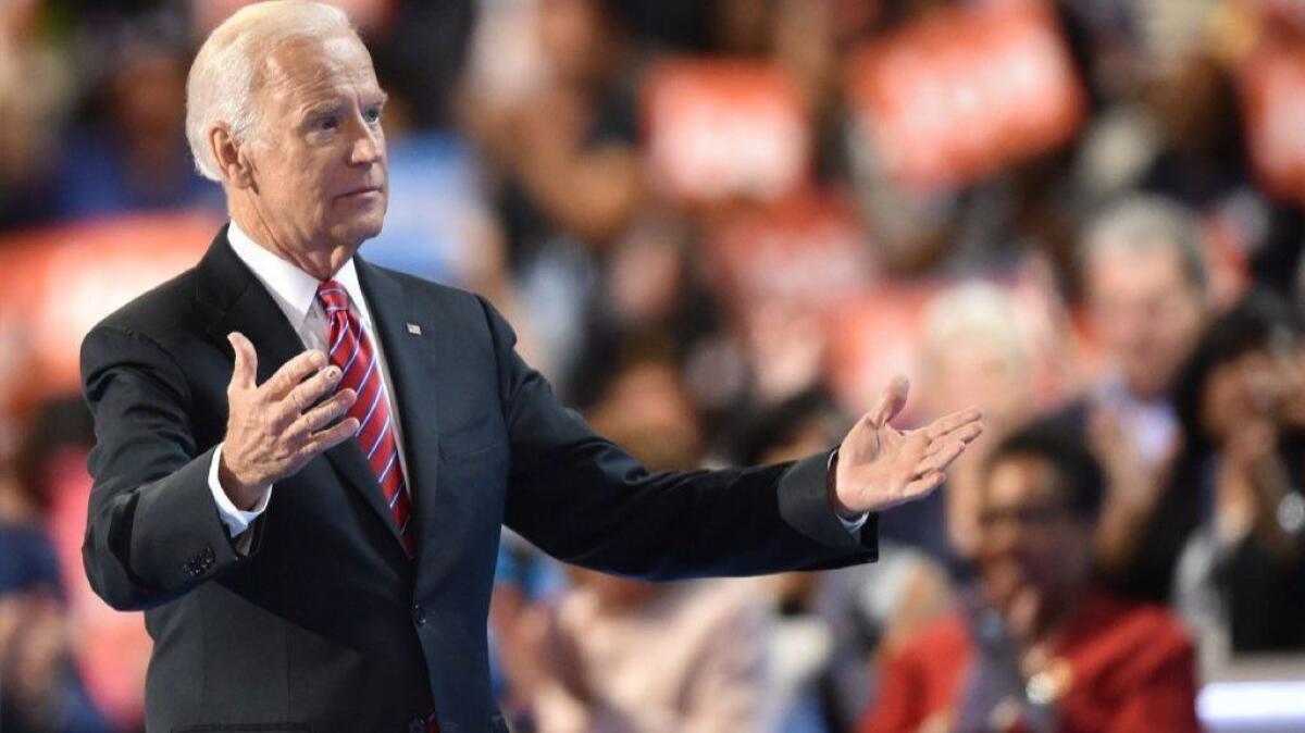 Joe Biden, shown in 2016, responded Sunday to allegations by Lucy Flores, former Nevada state representative, of unwanted touching.