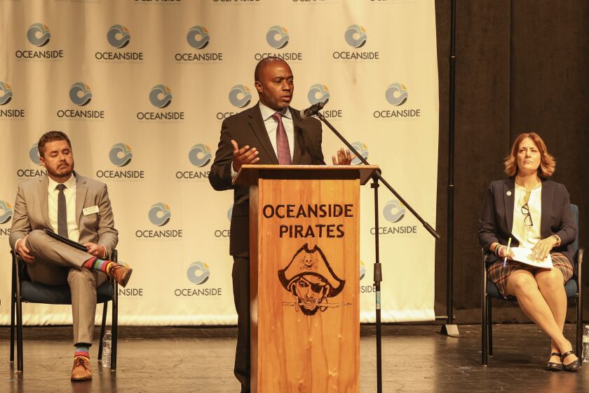 San Diego, CA - October 11: State Superintendent Tony Thurmond speaks before a panel discussion on supporting LGBTQ students called Equality California at Oceanside High School on Tuesday, Oct. 11, 2022 in San Diego, CA. (Eduardo Contreras / The San Diego Union-Tribune)