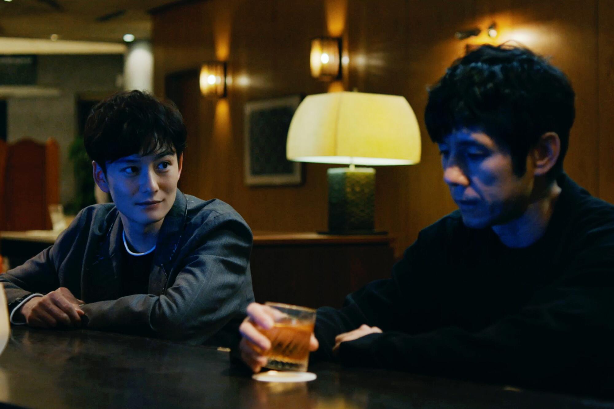 Masaki Okada, left, and Hidetoshi Nishijima in"Drive My Car."