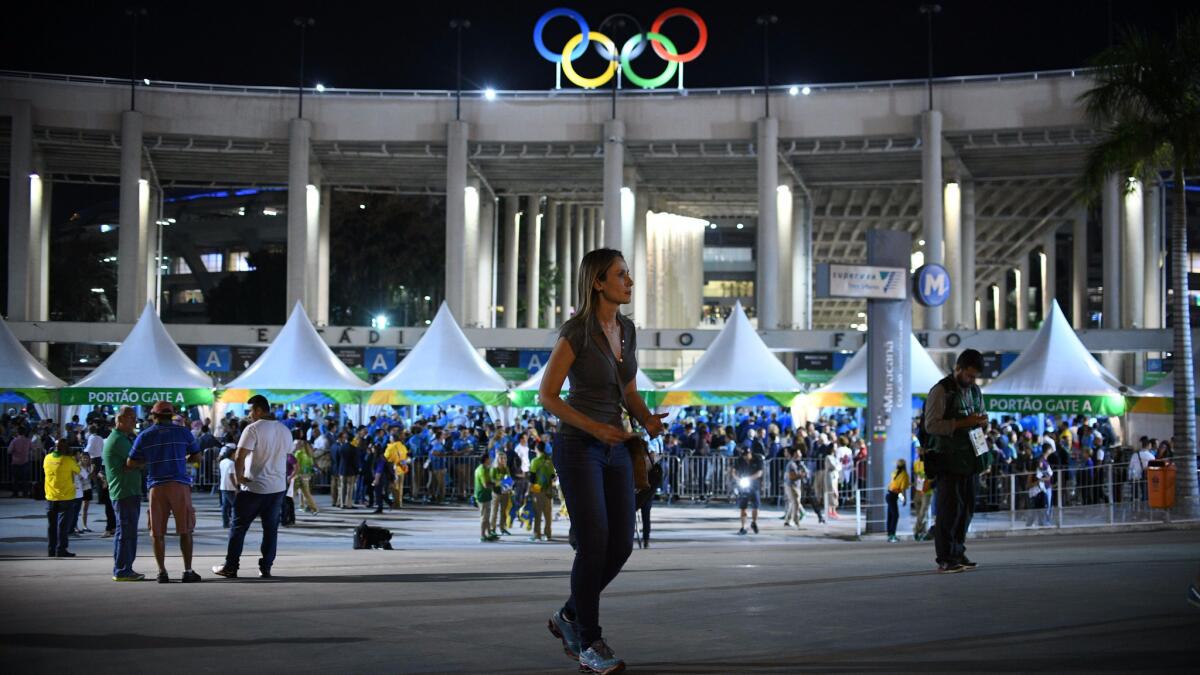 Spectators line up at the entrance of the Maracana stadium in Rio de Janeiro.