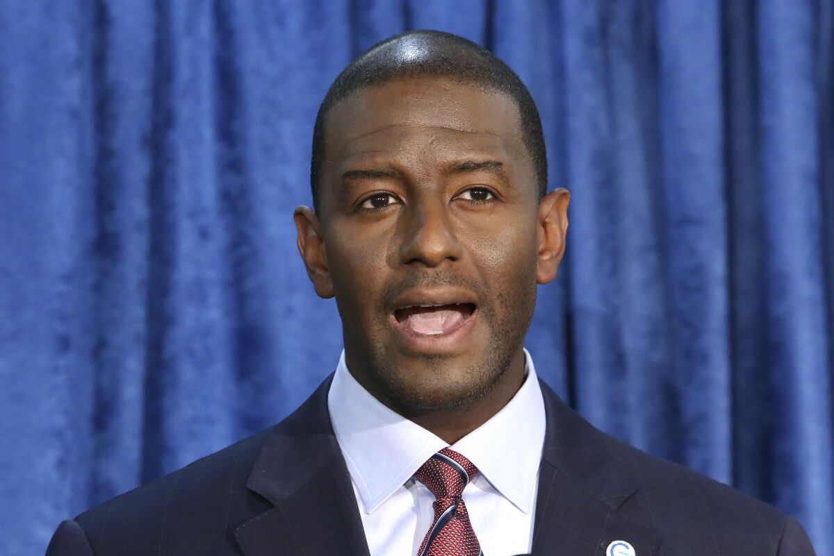 Andrew Gillum speaks at a November 2018 news conference in Tallahassee.