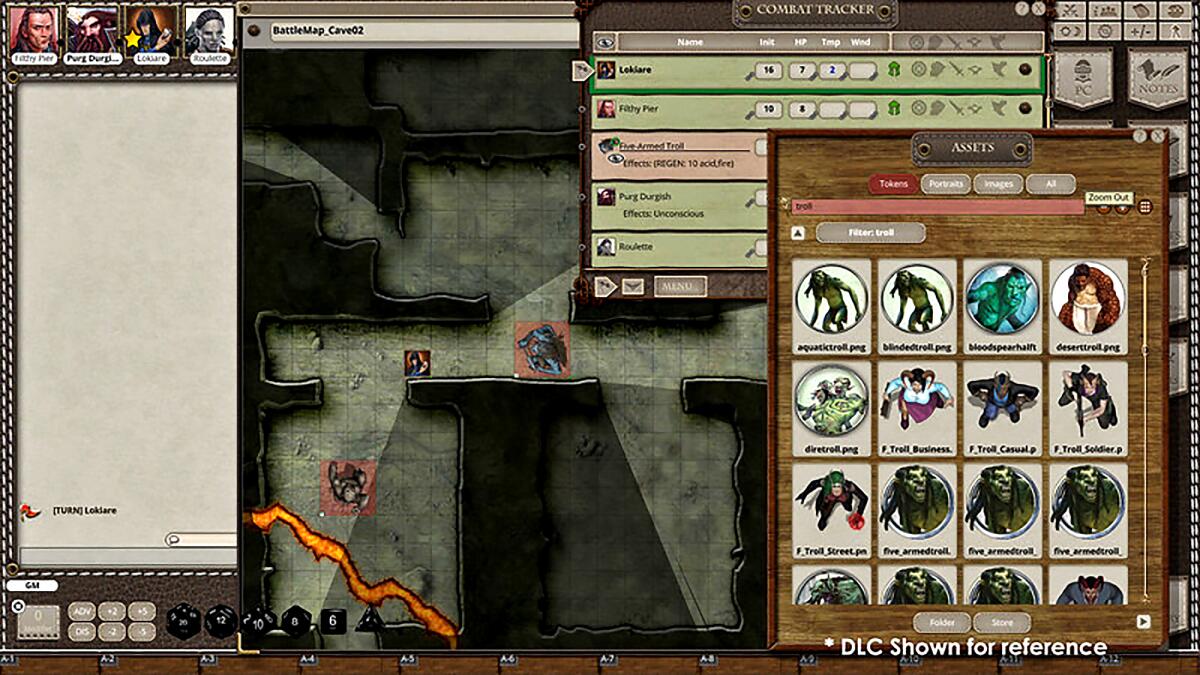 Maps, characters and magical items are readily accessible for online adventures.