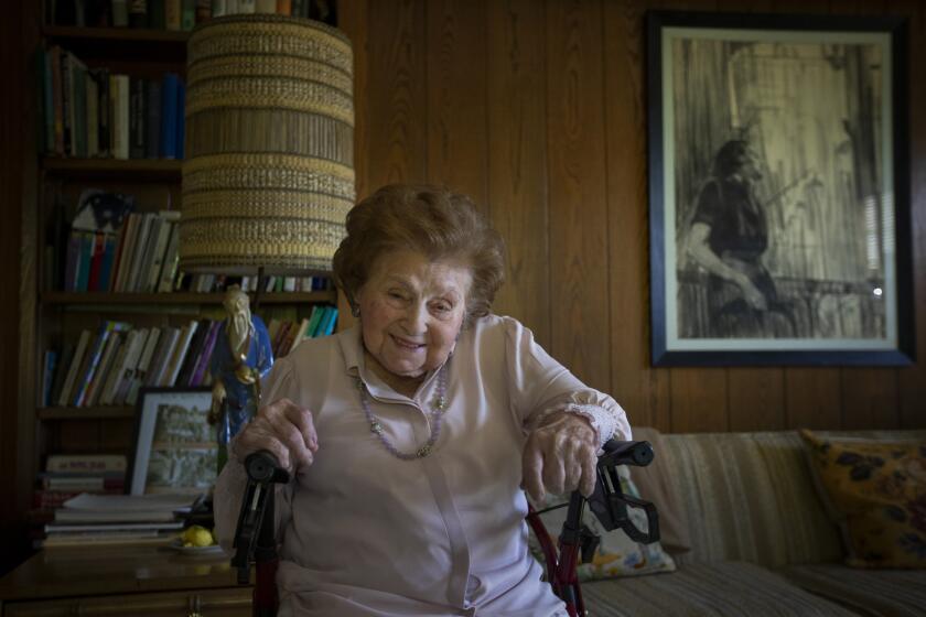 LOS ANGELES, CALIF. - JANUARY 29: Portrait of Pearl Berg at her home in Los Angeles, Calif. on Wednesday, Jan. 29, 2020. Pearl Berg is about to turn 110 -- which puts her in a very rare category. She'll be a supercentenarian -- one of only about 300 known to be living in the country and one of just a few in California. (Francine Orr / Los Angeles Times)