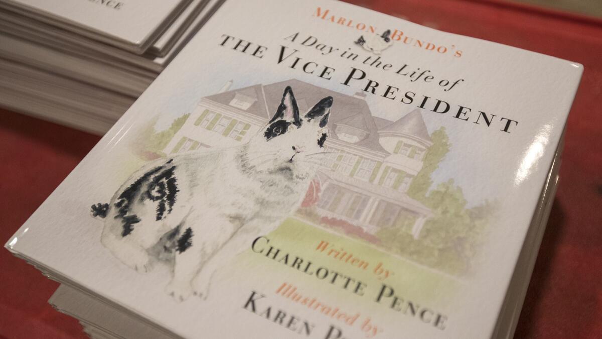 Charlotte and Karen Pence's children's book, "Marlon Bundo's A Day in the Life of the Vice President."