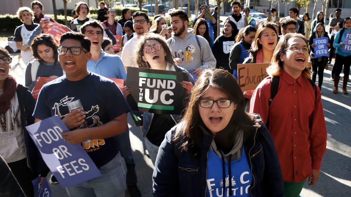 University of California students protest fee increases outside a regents meeting in San Francisco. (Karl Mondon / Bay Area News Group)