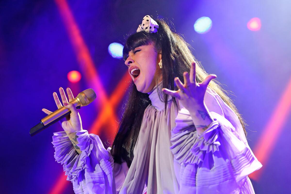 Mon Laferte, 38, performed many of her hits at the House of Blues in Anaheim on Wednesday.