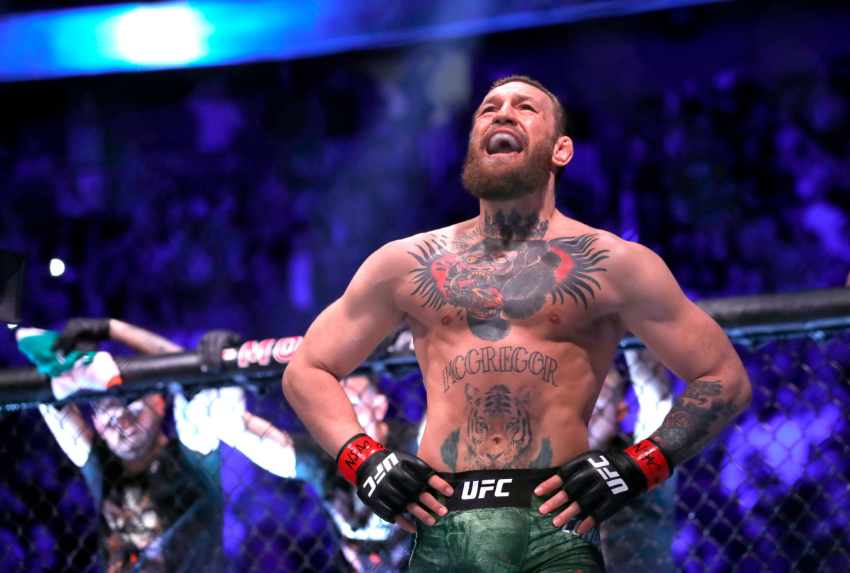 Conor McGregor waits for the start of his welterweight bout.
