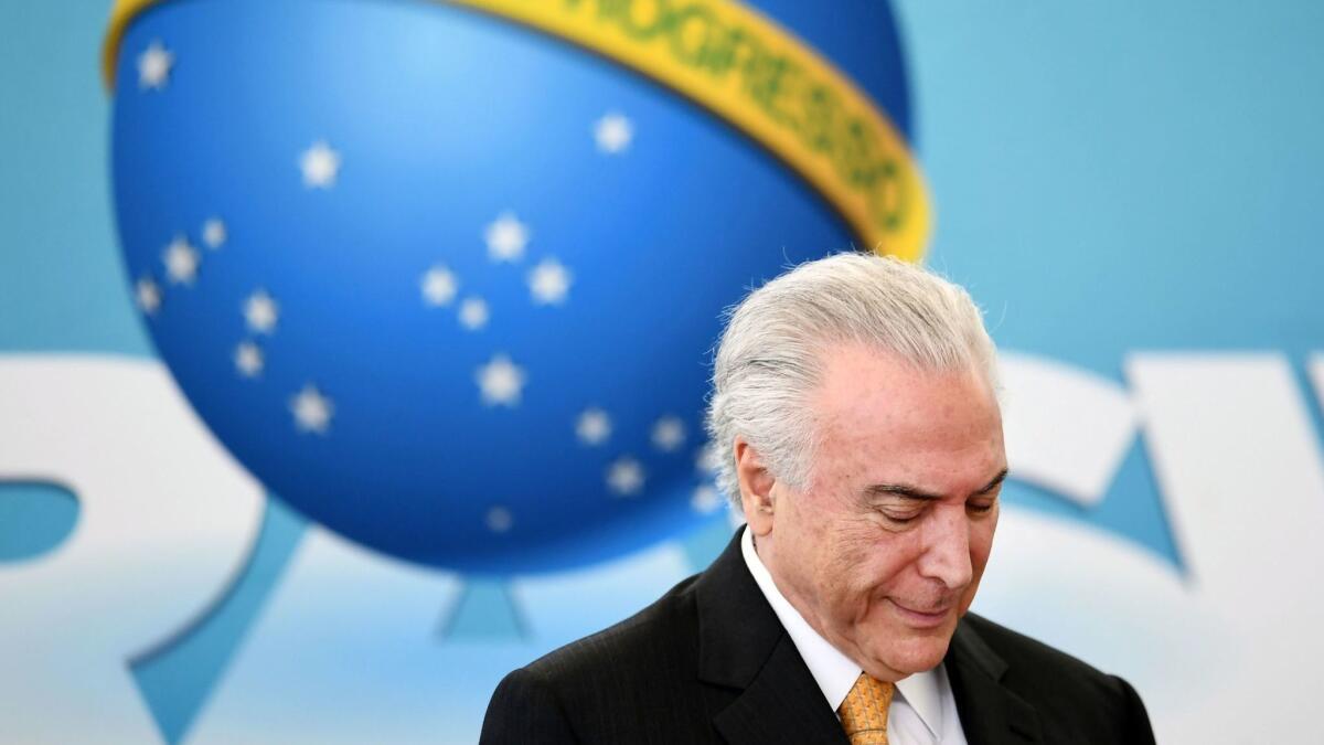 Brazilian President Michel Temer announced this week he would not seek reelection.