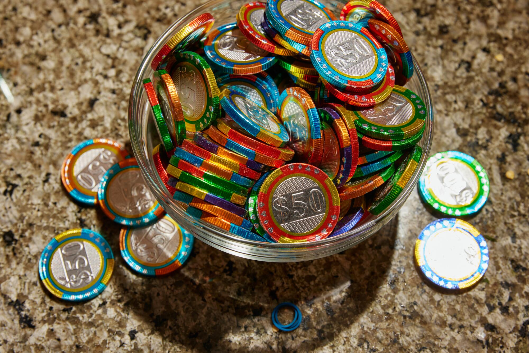 The biggest bluff of the night: chocolate poker chips.