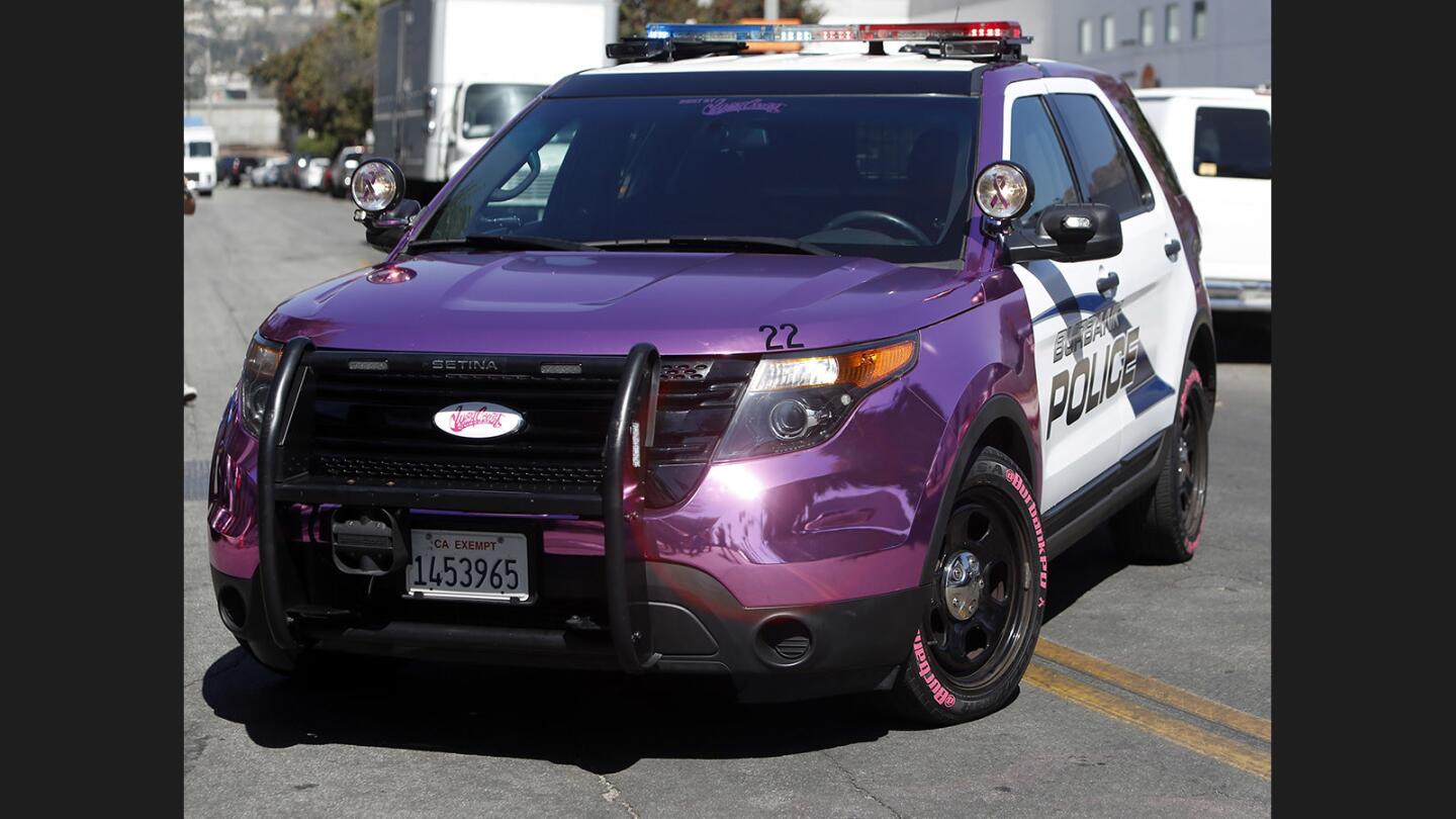 Photo Gallery: Burbank Police Dept. unveiled a chrome pink police vehicle for Breast Cancer Awareness month