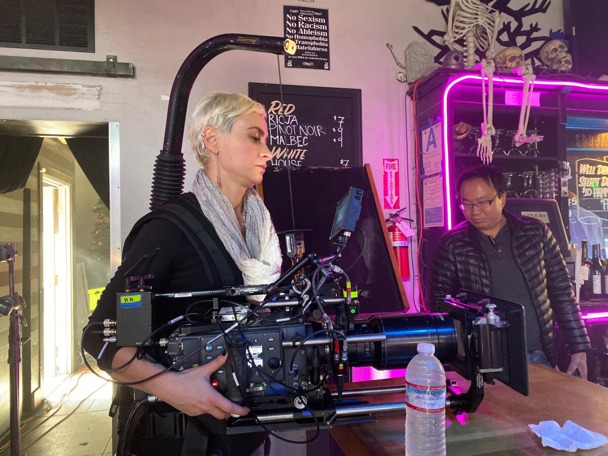 Halyna Hutchins working on the set of the 2020 film “Archenemy”