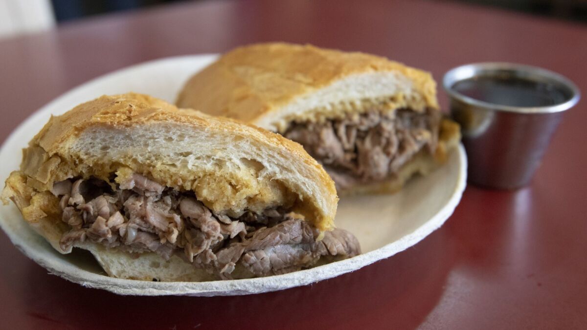 The French dip sandwich at Philippe's The Original in Los Angeles, Calif.