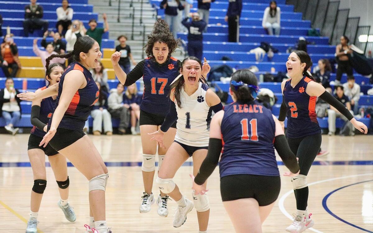 Palisades beats Venice to assert Metropolis Part ladies' volleyball title 2 Legacy players celebrate after winning the City Section Division V girls' volleyball championship at Southwest College.