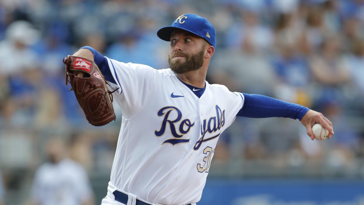 Kansas City Royals pitcher Danny Duffy pitches during a game.