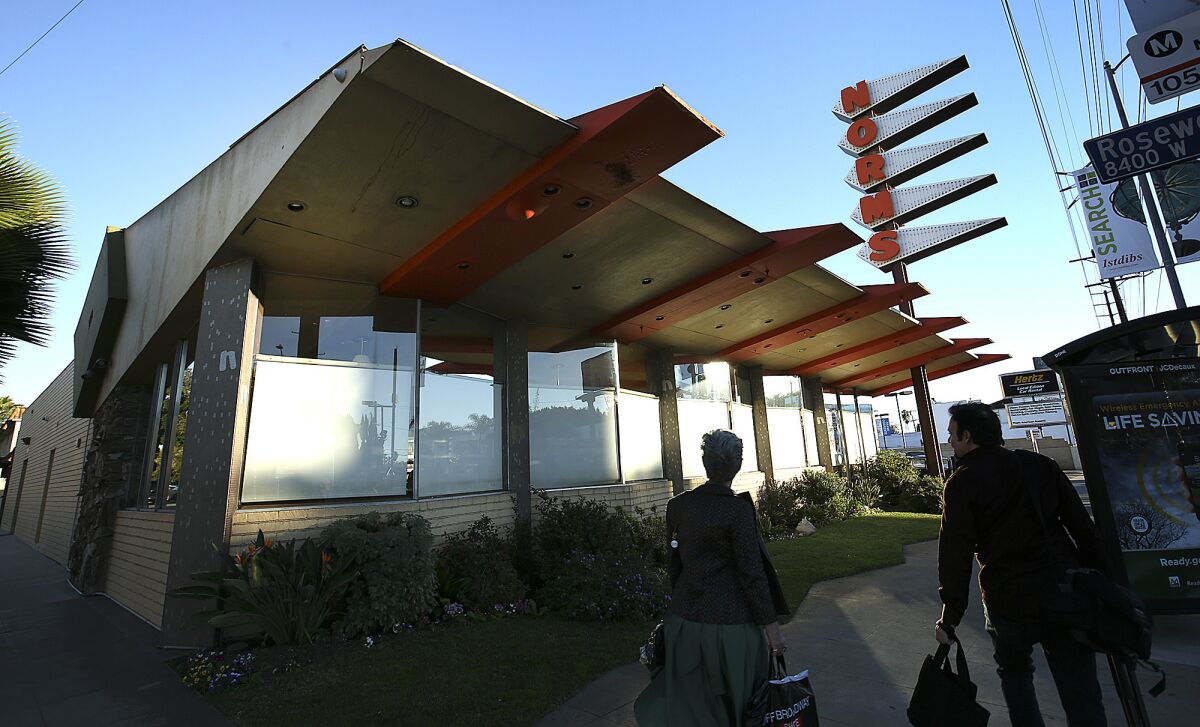 The Norms restaurant on La Cienega Boulevard in Los Angeles moved closer to being designated a historic and cultural monument. The move would help protect it from demolition.