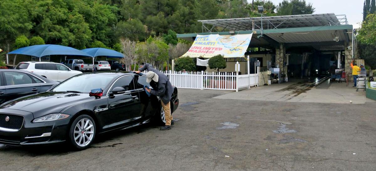An employee of Foothill Car Wash was detailing a car the afternoon of March 4 when another vehicle lost control coming out of the wash line and struck him, dragging him onto nearby Foothill Boulevard. This photo of the business was taken Monday, March 9.
