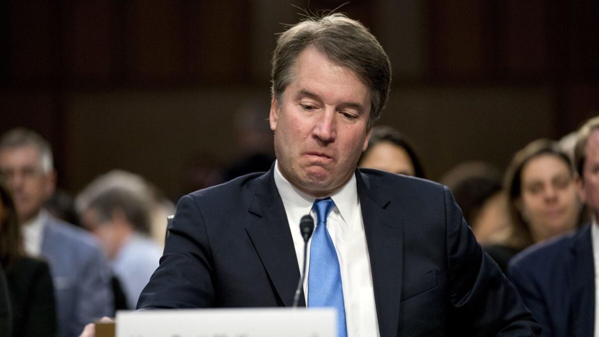 President Trump's Supreme Court nominee Brett Kavanaugh testifies before the Senate Judiciary Committee on Capitol Hill on Wednesday.