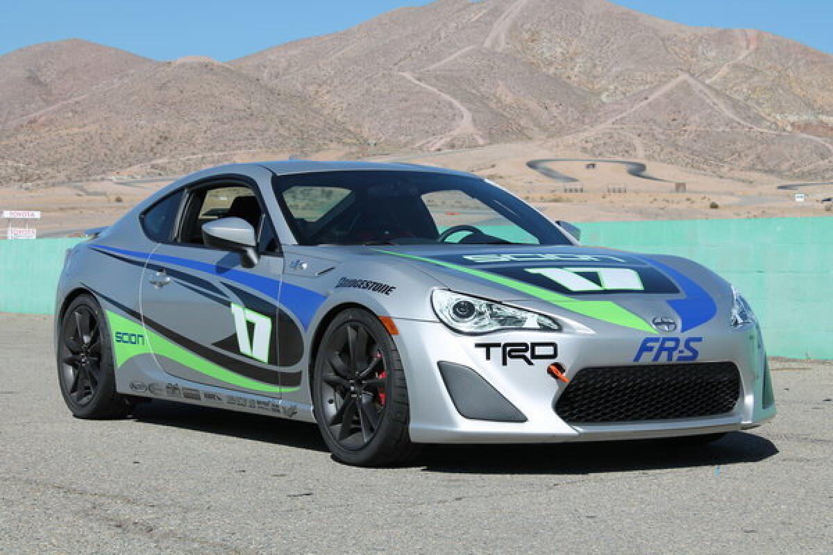 This race-prepped Scion FR-S will be driven in the Pro/Celebrity Race at the Long Beach Grand Prix in April. Among the modifications are a slight bump in horsepower to 210, a full roll cage, and an aftermarket exhaust and suspension upgrade.