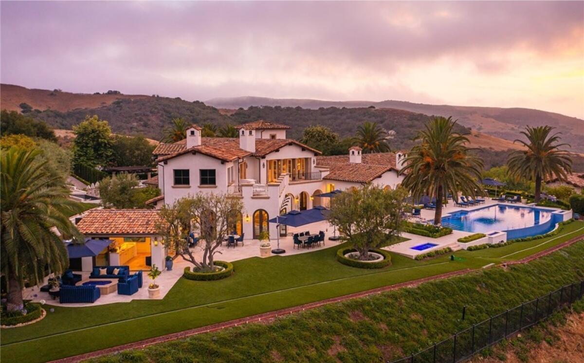 The exterior of a 13,000-square-foot mansion in Irvine.