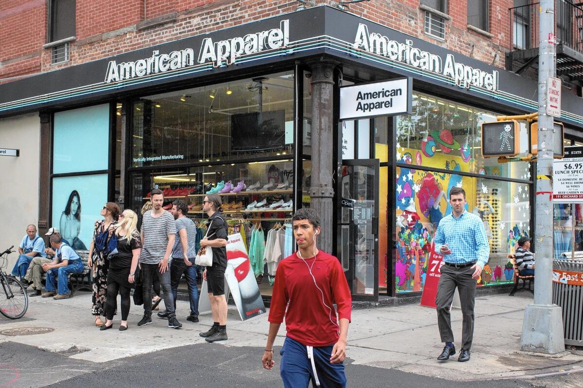 American Apparel is seeking to shake off months of turmoil after its board ousted founder Dov Charney as chairman and suspended him as CEO. Above, one of its stores in New York City.
