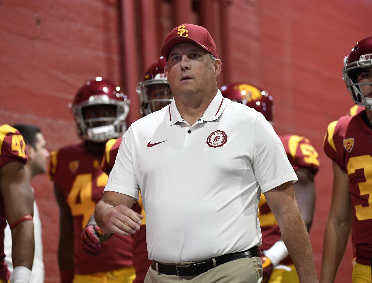 USC football coach Clay Helton.