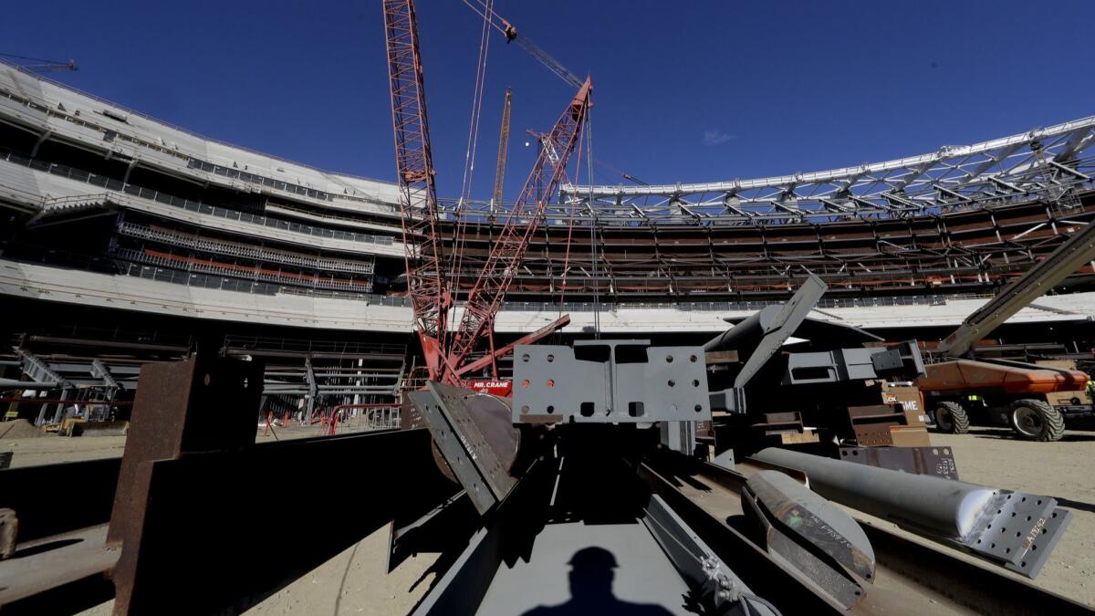 The NFL stadium under construction in Inglewood added nearly $2 billion to the county's roll of assessed property.