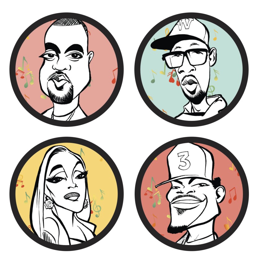 Clockwise from bottom left: Cardi B, Kanye West, RZA and Chance the Rapper appear in a spate of new fall series that rightly place hip-hop at the center of American culture.