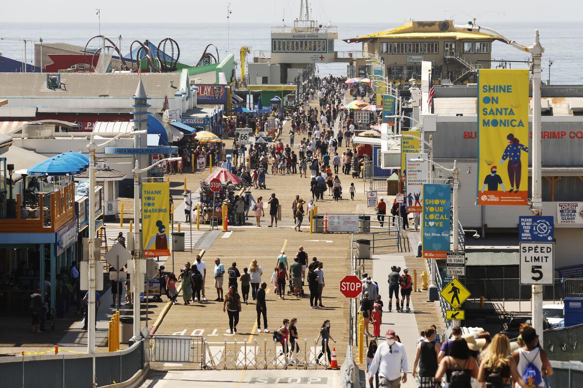 Crowds at a pier