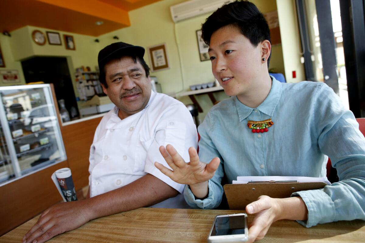 Noe Flores, left, and Ara Kim filed claims for unpaid wages at Flying Pig. Flores received only about 40% after he won his case. In many wage cases in California, businesses switch ownership or change names.