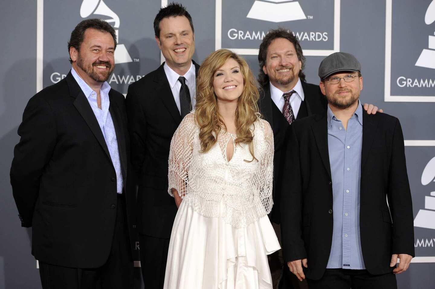 Multiple-award nominee Alison Krauss, center, and the band Union Station, up for bluegrass album for "Paper Airplane."