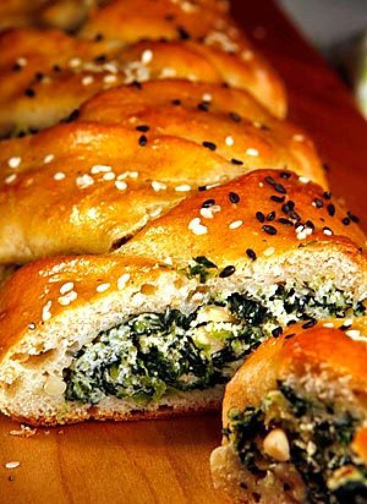 Spinach- and ricotta-stuffed challah