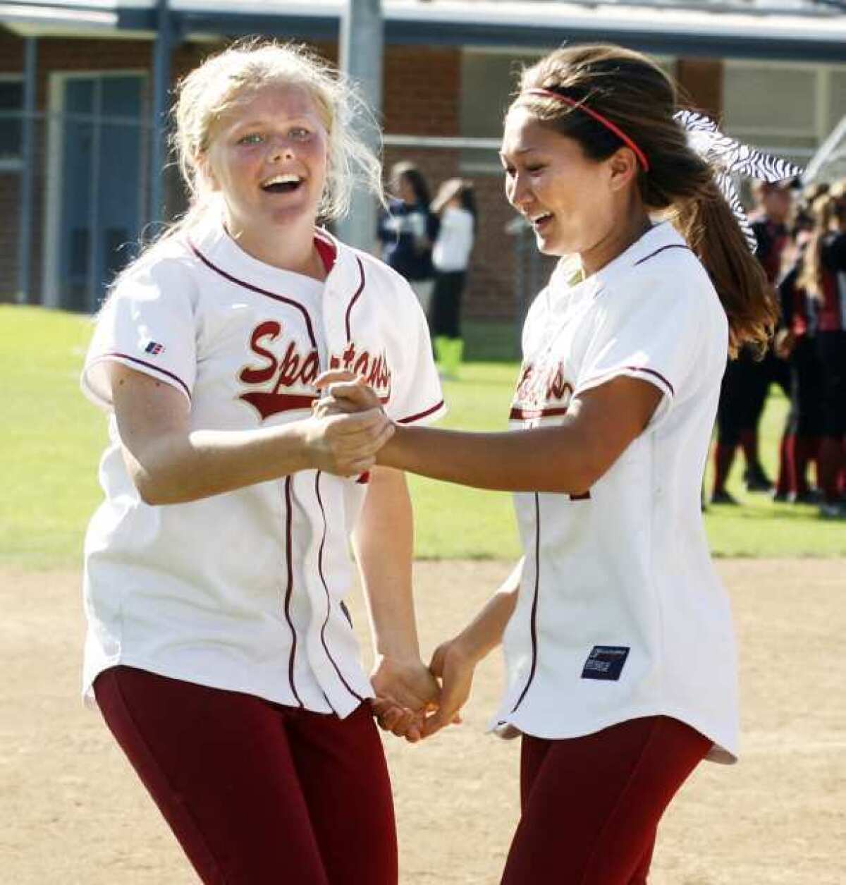 Kelsey Drange, left, and Selina Mohr of La Cañada High are both All-Area second-team selections.