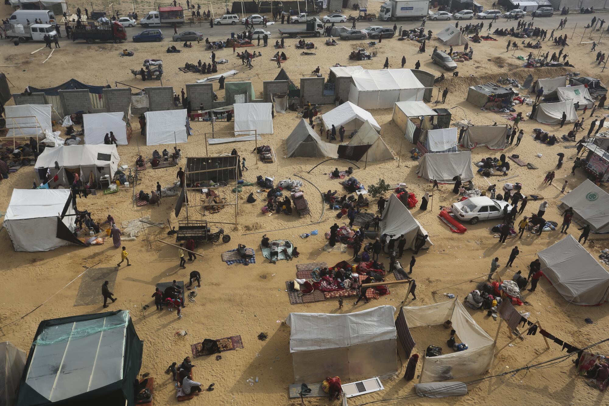 Tent camp for refugees in Rafah, Gaza