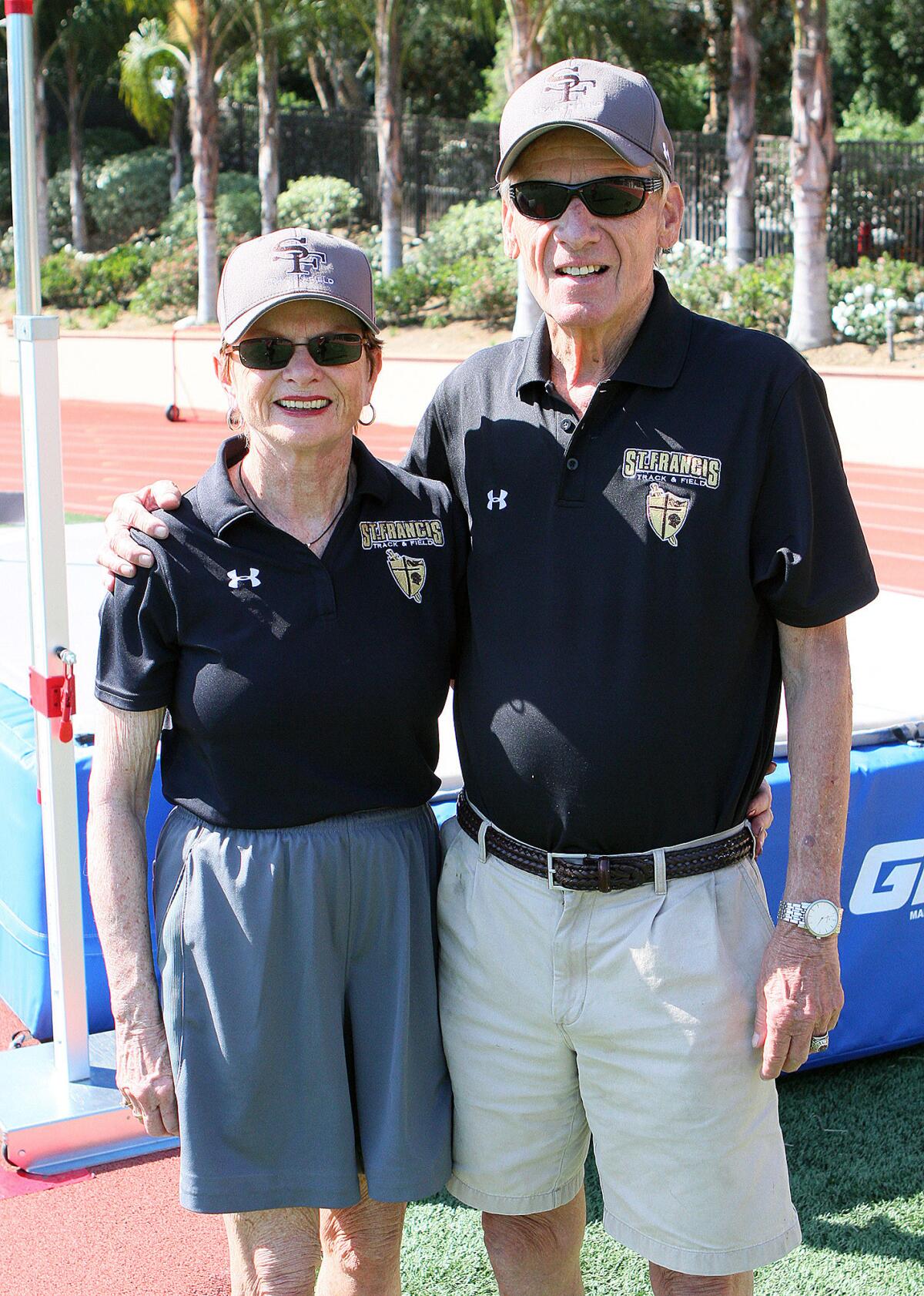 Kathy and Bert Bergen at a St. Francis track meet at St. Francis High School on Thursday, April 21, 2016.