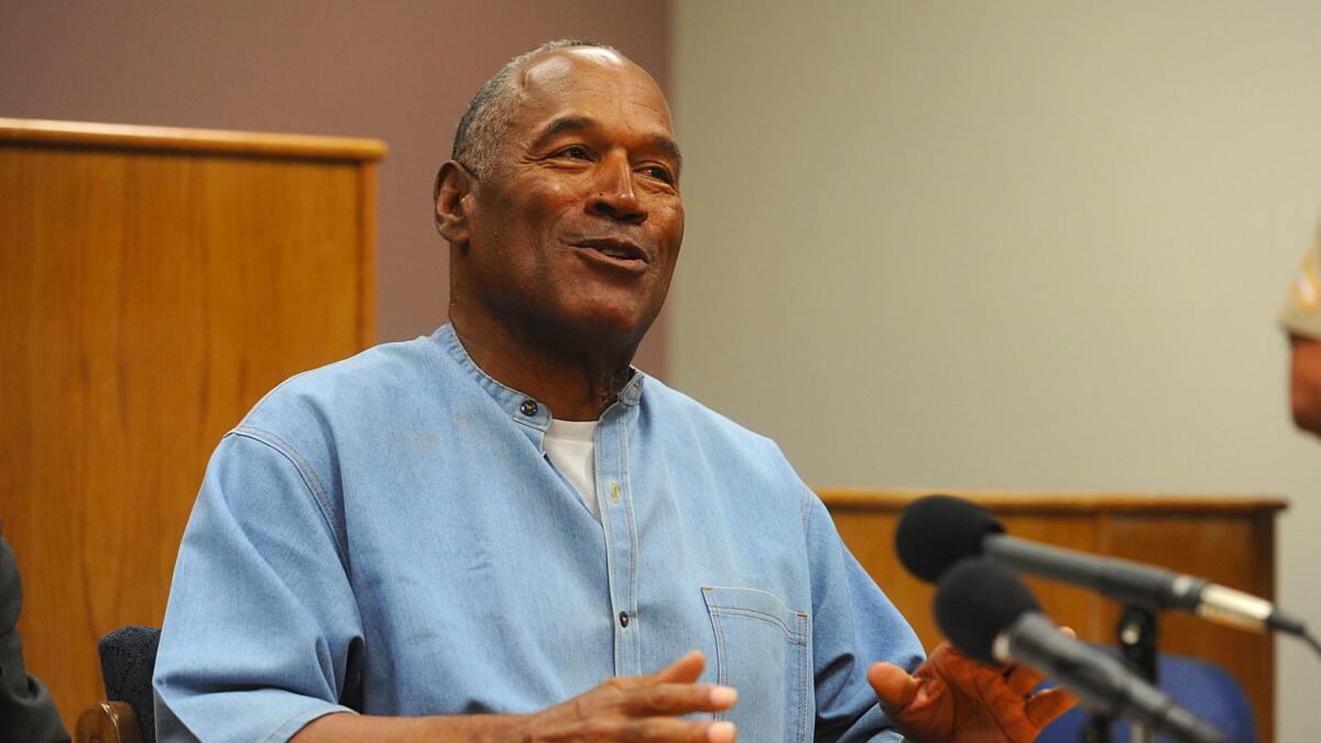 O.J. Simpson at his parole hearing at Lovelock Correctional Center on Thursday in Lovelock, Nev.