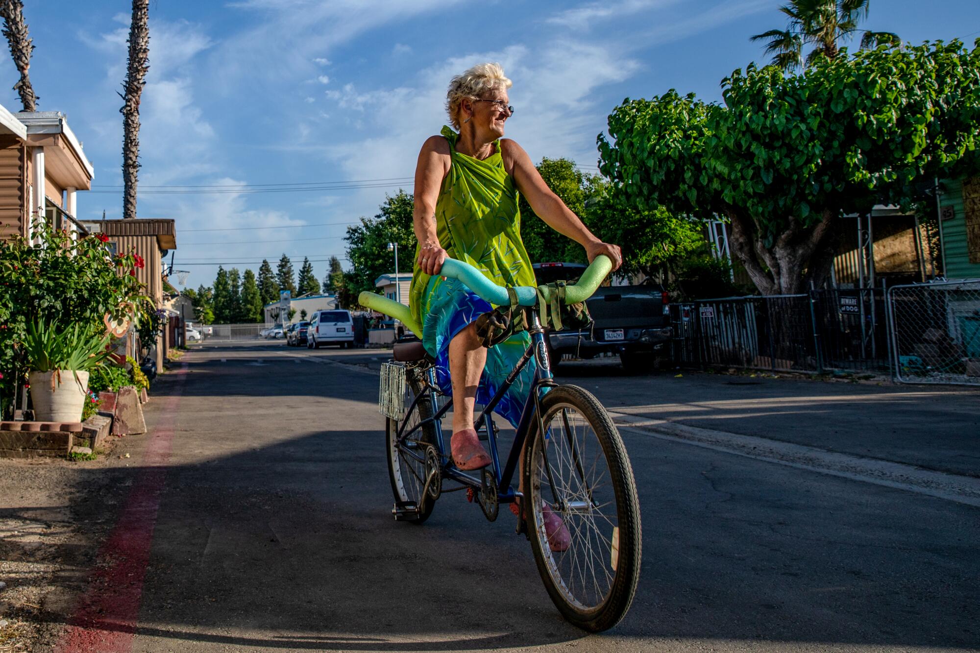 Patricia Shawn, 59, riding a bike