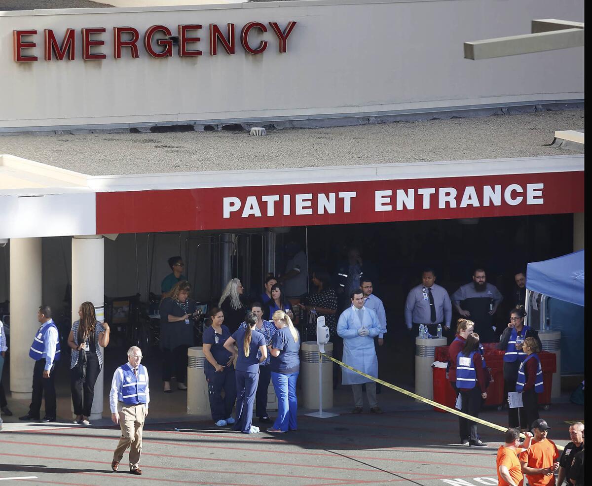 The emergency room entrance at Loma Linda University Medical Center on Wednesday, shortly after the mass shooting in San Bernardino.
