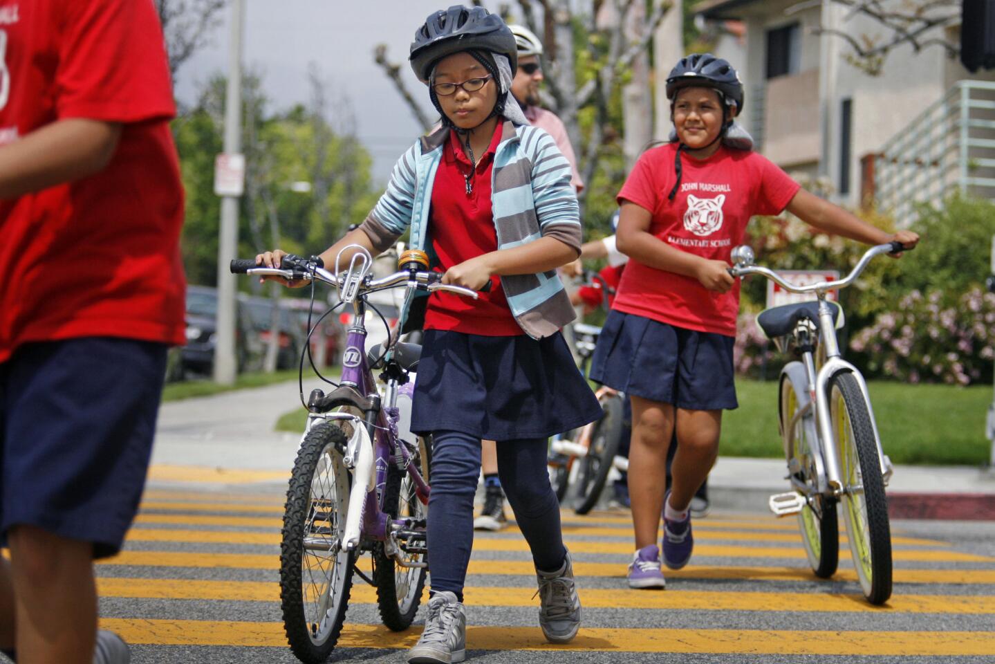 John Marshall Elementary School students learn bike safety tips